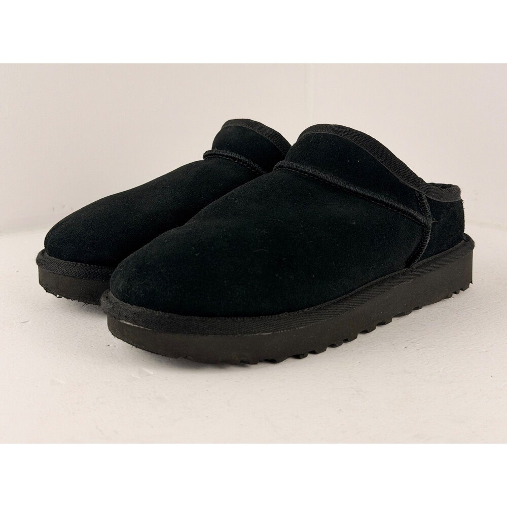 UGG Classic Slipper II Black Suede Sheepskin Mule 1108193 Women's US 6